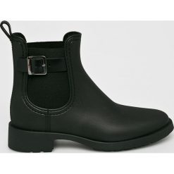 Marc O'Polo - Kalosze. Czarne kalosze damskie Marc O'Polo, bez wzorów, z materiału, z okrągłym noskiem, bez zapięcia. W wyprzedaży za 269.90 zł.