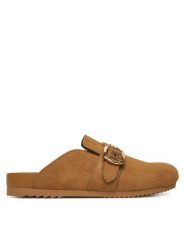 Guess Klapki FLPGAL ESU06 Brązowy. Brązowe klapki damskie Guess, z aplikacjami, z materiału, bez obcasa, bez zapięcia. Za 549.99 zł.