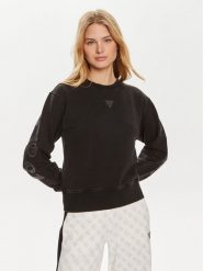 Guess Bluza W4YQ17 KC8I0 Czarny Regular Fit. Czarne bluzy damskie Guess, l, z aplikacjami, z bawełny, bez ramiączek, bez kaptura. Za 499.99 zł.