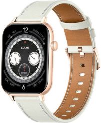 Smartwatch Colmi SMARTWATCH COLMI C28 ZŁOTY + BIAŁY SKÓRZANY PASEK. Białe zegarki smartwatch Colmi, bez wzorów. Za 135.44 zł.