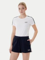 EA7 Emporio Armani T-Shirt 7W001220 AF12503 U0002 Biały Regular Fit. Białe t-shirty damskie EA7 Emporio Armani, m, bez wzorów, z bawełny, bez kołnierzyka, bez ramiączek. Za 349.99 zł.
