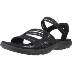 Sandały damskie Skechers Reggae Slim - Coffee. Czarne sandały damskie Skechers, bez wzorów, z materiału, bez obcasa, bez zapięcia. Za 204.99 zł.