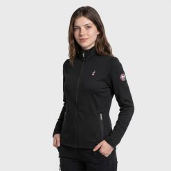 Bluza trekkingowa damska DEBBY rozpinana. Niebieskie bluzy damskie Aulp, m, bez wzorów, z dzianiny, sportowe, bez ramiączek, bez kaptura. Za 229.99 zł.