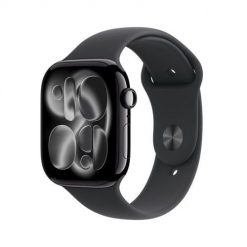 Zegarek Apple Watch Series 11 (2025) GPS 46mm Jet Black Aluminiowa koperta z paskiem sportowym S/M. Czarne zegarki smartwatch Apple, bez wzorów. Za 2,540.99 zł.