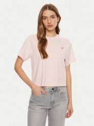 Guess Jeans T-Shirt W4YI05 K8HM0 Różowy Regular Fit. Czerwone t-shirty damskie Guess Jeans, m, z aplikacjami, z bawełny, bez kołnierzyka, bez ramiączek. Za 79.99 zł.