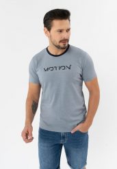 T-shirt z nadrukiem TM-MOTION. Niebieskie t-shirty męskie Volcano, l, z aplikacjami, z bawełny, bez kołnierzyka, bez ramiączek. Za 69.99 zł.