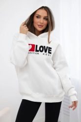 Bluza bawełniana ocieplana z kapturem Love ecru. Bluzy damskie KESI, l, bez wzorów, z bawełny, bez ramiączek, z kapturem. Za 271.84 zł.