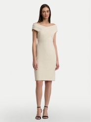 Lauren Ralph Lauren Sukienka koktajlowa 253936390002 Écru Slim Fit. Sukienki damskie Lauren Ralph Lauren, bez wzorów, z syntetyku, wizytowe, bez kołnierzyka, bez ramiączek. Za 669.99 zł.