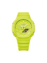 G-Shock Zegarek GA-2100-9A9ER Żółty. Żółte, analogowe zegarki męskie G-Shock, bez wzorów. Za 389.99 zł.
