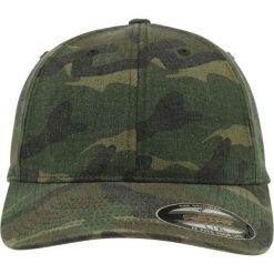 Czapka Z Daszkiem Camo Garment Washed. Zielone czapki damskie FLEXFIT, bez wzorów. Za 84.99 zł.