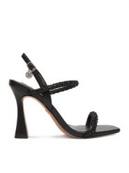 Nine West Sandały EO-LS95066-25 Czarny. Czarne sandały damskie Nine West, bez wzorów, z materiału, bez obcasa, na szpilce, bez zapięcia. Za 279.99 zł.