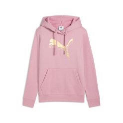 Bluza damska z kapturem Puma Ess Metallic Fl. Czerwone bluzy damskie Puma, bez wzorów, prążkowane, sportowe, bez ramiączek, z kapturem. Za 260.50 zł.