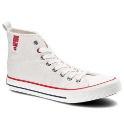 Białe Trampki Big Star Modne Buty Damskie Półbuty. Białe półbuty damskie BIG STAR, bez wzorów, z materiału, retro, bez obcasa, na płaskiej podeszwie, bez zapięcia. Za 99.99 zł.