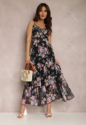 Czarna Sukienka Aggocles. Czarne sukienki damskie Renee, l, bez wzorów, z tkaniny, bez kołnierzyka, bez ramiączek, maxi. Za 149.99 zł.