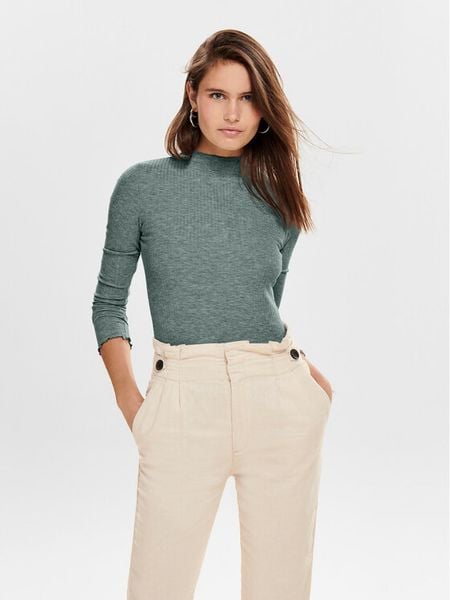 ONLY Bluzka Emma 15180040 Zielony Slim Fit. Zielone bluzki damskie ONLY, s, bez wzorów, z syntetyku, bez kołnierzyka, bez ramiączek. Za 59.99 zł.