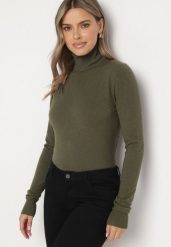 Ciemnozielony Golf Sweter z Wiskozą i Kaszmirem Zailaya. Zielone swetry nierozpinane damskie Born2be, bez wzorów, z jeansu, bez kołnierzyka, bez ramiączek. Za 69.99 zł.