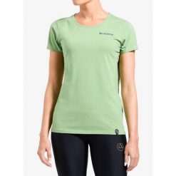 Koszulka wspinaczkowa damska La Sportiva Moon Rock T-Shirt. Zielone koszulki sportowe damskie La Sportiva, bez wzorów, bez ramiączek. Za 172.99 zł.