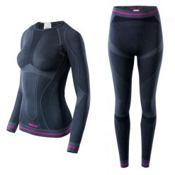 Bielizna termoaktywna Brugi 2RAP/2RAR Nero Grigio Fuxia - damska, komplet. Bielizna sportowa damska Brugi, uniwersalny, bez wzorów, z dzianiny. W wyprzedaży za 154.99 zł.