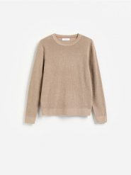 Strukturalny sweter z bawełną - brązowy. Brązowe swetry męskie Reserved, l, bez wzorów, z bawełny, bez kołnierzyka, bez ramiączek. Za 119.99 zł.