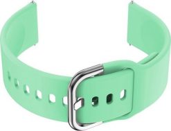 Pasek gumowy do smartwatch 18mm - miętowy/srebrny. Szare zegarki smartwatch NoName, bez wzorów, z gumy. Za 16.53 zł.