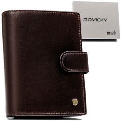 Portfel męski Rovicky N104L-RVT c. brązowy. Brązowe portfele męskie ROVICKY, bez wzorów, ze skóry. Za 74.00 zł.