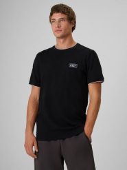 4F T-shirt regular gładki męski - czarny S. Czarne t-shirty męskie 4F, m, bez wzorów, z bawełny, bez kołnierzyka, bez ramiączek. Za 69.99 zł.
