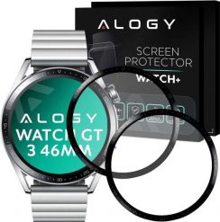 Alogy Alogy 2x Szkło na smartwatch elastyczne 3D do Huawei Watch GT 3 46mm Black uniwersalny. Czarne zegarki smartwatch Alogy, bez wzorów. Za 20.41 zł.