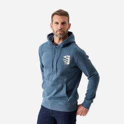 Bluza wędkarska z kapturem Caperlan ciepła. Niebieskie bluzy męskie CAPERLAN, xl, bez wzorów, z bawełny, z kapturem. Za 119.99 zł.