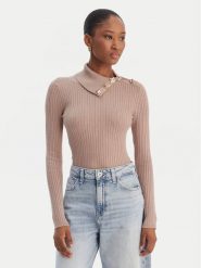 Guess Sweter W6RR07 Z2YK2 Beżowy Regular Fit. Brązowe swetry nierozpinane damskie Guess, m, z aplikacjami, z wiskozy, bez kołnierzyka, bez ramiączek. Za 395.00 zł.