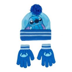 Czapki i rękawiczki Stitch. Niebieskie rękawiczki męskie Disney, bez wzorów, z poliesteru. Za 88.50 zł.