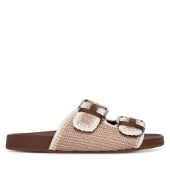 Klapki Weekend Max Mara. Brązowe klapki damskie Weekend Max Mara, bez wzorów, bez obcasa, bez zapięcia. Za 1,259.00 zł.