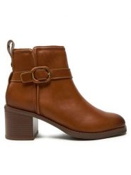 Clarks Botki Chamberly Trim 26178834 Brązowy. Brązowe botki damskie Clarks, bez wzorów, ze skóry, bez obcasa, na słupku, bez zapięcia. Za 679.99 zł.