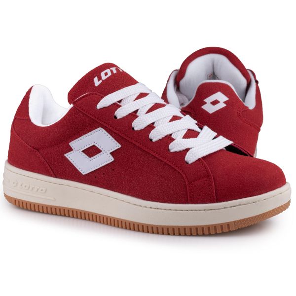 Buty męskie spotowe trampki Lotto YARIN. Czerwone trampki męskie Lotto, bez wzorów, casualowe, bez zapięcia. W wyprzedaży za 139.00 zł.