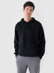 4F Bluza dresowa nierozpinana z kapturem męska - czarna M. Czarne bluzy sportowe męskie 4F, m, bez wzorów, z bawełny, z kapturem. W wyprzedaży za 99.99 zł.