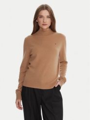 Tommy Hilfiger Sweter WW0WW47468 Beżowy Regular Fit. Brązowe swetry nierozpinane damskie Tommy Hilfiger, m, bez wzorów, z wełny, bez kołnierzyka, bez ramiączek. Za 749.99 zł.
