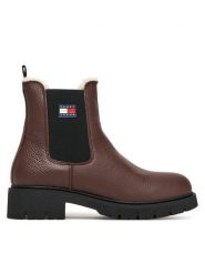 Tommy Jeans Sztyblety Tjw Chelsea Boot Wl EN0EN02826 Brązowy. Brązowe botki damskie Tommy Jeans, bez wzorów, z jeansu, bez obcasa, na płaskiej podeszwie, bez zapięcia. Za 519.99 zł.