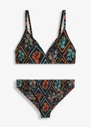 Bikini bustier (2 części) z figami hipster. Czarne bikini bonprix, bez wzorów. Za 159.99 zł.