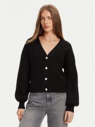 Guess Kardigan W5YR07 Z2ZK2 Czarny Relaxed Fit. Czarne kardigany damskie Guess, xl, z aplikacjami, z wiskozy, bez kołnierzyka. Za 339.99 zł.