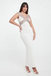 Sukienka maxi dzianinowa ELISABETTA FRANCHI. Sukienki damskie Elisabetta Franchi, bez wzorów, z dzianiny, bez kołnierzyka, bez ramiączek, maxi. Za 2,089.00 zł.