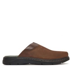 Klapki Josef Seibel. Brązowe klapki męskie Josef Seibel, bez wzorów, bez zapięcia. Za 199.99 zł.