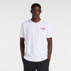 Koszulka męska New Balance MT6179UMWT – biała. Białe koszulki sportowe męskie New Balance, l, z aplikacjami, z dresówki, bez ramiączek. Za 109.99 zł.