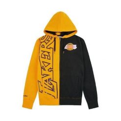 Bluza z kapturem Lakers. Czarne bluzy męskie Mitchell & Ness, bez wzorów, eleganckie, bez ramiączek, z kapturem. Za 494.00 zł.