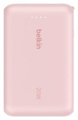 Belkin 10 000 mAh 20W wbudowany kabel USB-C różowy. Czerwone powerbanki . Za 109.90 zł.