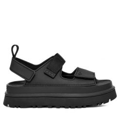 Sandały Ugg. Brązowe sandały damskie UGG, bez wzorów, bez obcasa, na koturnie, bez zapięcia. Za 399.99 zł.