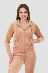 JUICY COUTURE Beżowa bluza Robertson Gold Hoodie. Brązowe bluzy damskie Juicy Couture, s, bez wzorów, bez ramiączek, bez kaptura. W wyprzedaży za 370.99 zł.