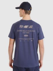 4F T-shirt regular z nadrukiem męski - szary L. Szare t-shirty męskie 4F, l, bez wzorów, z bawełny, bez kołnierzyka, bez ramiączek. W wyprzedaży za 39.99 zł.