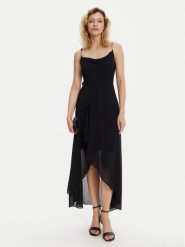 Morgan Sukienka koktajlowa 251-REMA Granatowy Slim Fit. Niebieskie sukienki damskie Morgan, bez wzorów, z syntetyku, wizytowe, bez kołnierzyka, bez ramiączek. Za 239.99 zł.