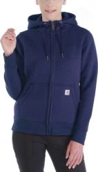 Carhartt Bluza Carhartt Clarksburg Full Zip Hoodie Navy. Niebieskie bluzy damskie Carhartt, bez wzorów, bez ramiączek, bez kaptura. Za 265.11 zł.