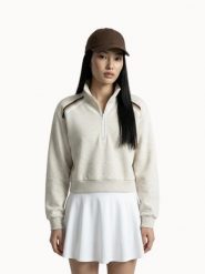 Bluza damska z zamkiem 1/2 Le Coq Sportif Heritage. Brązowe bluzy damskie le coq sportif, l, bez wzorów, z materiału, eleganckie, bez ramiączek, bez kaptura. Za 348.00 zł.