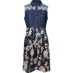Desigual Sukienka damska Vest Aloha Dark Denim 19SWVD09 5129 (rozmiar 38). Spódnice damskie Desigual, bez wzorów, z denimu, bez kołnierzyka, bez ramiączek. W wyprzedaży za 278.00 zł.